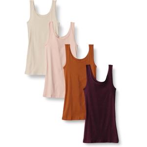 Amazon Essentials Women's Slim-Fit Cotton Modal Rib Tank, Pack of 4
