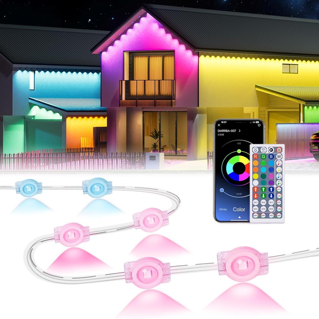 MuliVid 300Ft Permanent Outdoor Lights,Smart RGB Outdoor Lights with Remote APP Control, IP67 Waterproof Outside Light for House for Daily, Garden, TV Backlights, Christmas Decor