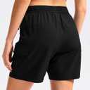 SANTINY Women's 5''/ 7''/9'' Hiking Cargo Shorts Quick Dry Lightweight Summer Shorts for Women Athletic Golf Zipper Pockets (Black, XS)