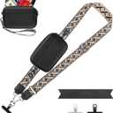 YFWE Clip and Go Strap for Phone with Wallet Crossbody, Adjustable Phone Lanyard with Detachable RFID Wristlet Wallet, Pattern Strap, Black (M)