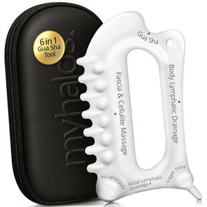 MyHalos 6-in-1 Ceramic Body Gua Sha Facial Tools - Lymphatic Drainage Tool, Face Sculpting Tool & Acupressure tool - Body Guasha, Trigger Point Massage Tool for Fascia Massage and Cellulite