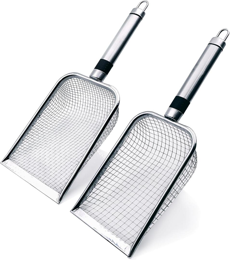 2pcs Gardening Soil Sifter with Stainless Steel Handle Sand Soil Compost Sifter 0.15/0.2 Inch Mesh Screen for Sand,Dirt, Rock,Compost,Filtration