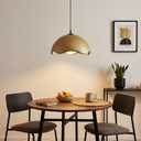 JAYMP 15.7" Modern Pendant Light for Dining Room Kitchen Island Light Hanging Lamp E26 Base Japanese Wabi-Sabi Style Bird Nest Shape Lighting Fixture, 1 Pack (Matte Gold,D Shape, 40cm/15.7inch)