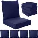 24" x 24" x 6" Outdoor Deep Seat Cushions Set - 4 Set Waterproof & Fade Resistant Patio Furniture Replacement Cushions, Non-Slip Outdoor Cushions Fit Loveseats, Couches, Chairs, and Sofas. (Navy Blue)