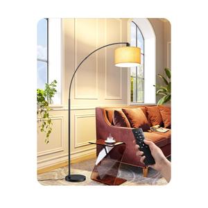 EDISHINE 78.3″ Modern Arc Floor Lamp with Remote, Tall Black Standing Lamp with Stepless Dimmable Bulb & 5 Color Temperature, Curved Mid Century Floor Lamps for Living Room, Bedroom, Nursey, Metal 