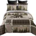 Donna Sharp Full/Queen Bedding Set - 3 Piece - Bear Panels Lodge Quilt Set with Full/Queen Quilt and Standard Pillow Sham - Fits Queen Size and Full Size Beds - Machine Washable