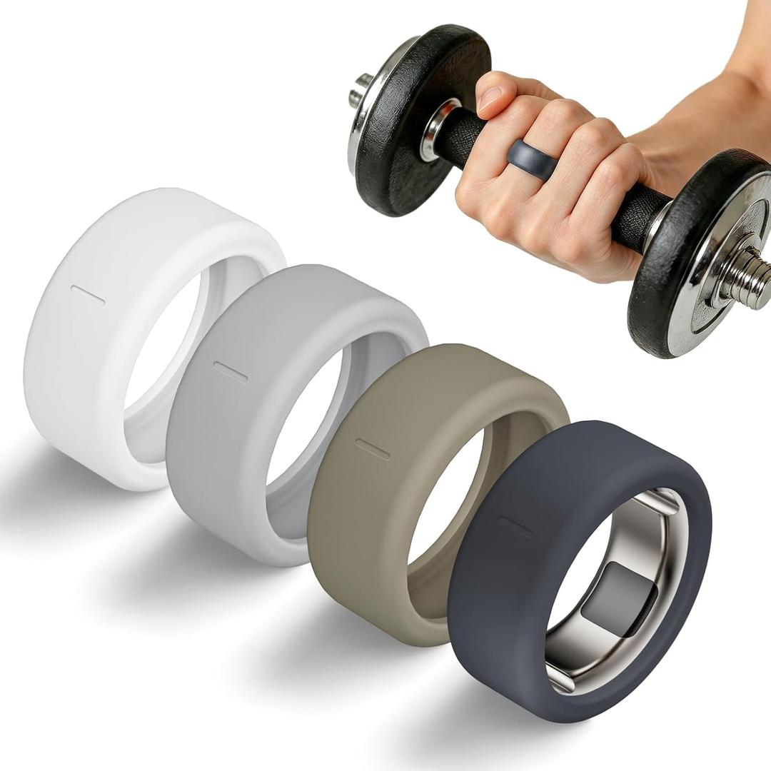 Heavy Duty Protector Compatible with Oura Ring Gen 4/4 Ceramic/Oura Gen 3 Cover, Anti-Scratch Silicone Smart Ring Accessories for Oura Ring Covers for Gym Workout Lifting, 4-Pack, Armor Series