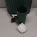 Small Bathroom Trash Can with Press Type Lid, Toilet Brush and Holder Set,Slim Dark Green Bathroom Garbage Can, Slim Narrow Trash Bin 2.6 Gallon Garbage Bin, 75Counts Trash Bags