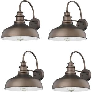 Bestshared Outdoor Farmhouse Barn Light, Outdoor Wall Sconce, Farmhouse Exterior Wall Mount Light, Vintage Front Door Lighting Fixture, Industrial Lantern Lamp for Porch,Patio,Garage Oil-rubbed Bronze+White, 11.5" Dome - 4 Pack