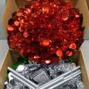 Poen 3 Pcs 6ft 5ft 4ft Pop up Christmas Tinsel Tree Collapsible Reusable Pop up Tree Slim Artificial Easy Assembly Tinsel Christmas Tree for Christmas Party Holiday Decoration, Red Silver Green