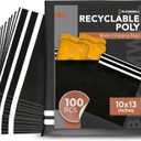 Poly Mailers - 100 Pcs 10"x13" Large Mailing Envelopes, Self-Adhesive Plastic Envelopes, Strong Tear-Resistant Packaging Bags, Poly Shipping Bags for Clothes, Accessories, & More (Black)
