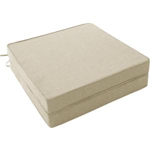 Outdoor Chair Cushions, Water-Resistant & Fade-Resistant, Patio Furniture Square Seat Replacement Chair Pads with Ties Zipper, Removable Cover, Non-Slip Bottom, Set of 2, 19 x 19 Inch, Beige