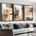 ASDCEUTICALS Large Canvas Wall Art, Brown Beige Abstract Pictures 16"x24"x3