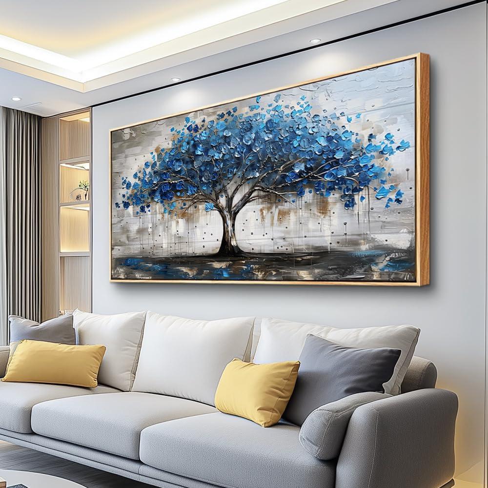 hyidecorart Canvas Wall Art For Office Abstract Wall Decoration For Living Room Bedroom Decor Tree Panoramic Landscape Wall Paintings Wood Framed Prints Textured Pictures Artwork Modern Hotel Decor (48L" x 24W")