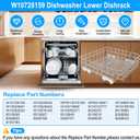 UPGRADED W10728159 Dishwasher Lower Rack Compatible with Kenmore Kitchenaid Dishwasher Rack,w10728159 W10082825 W10780925 W10525646 KDFE104DSS4 Maytag Whirlpool Dishwasher Bottom Rack Part with Wheel