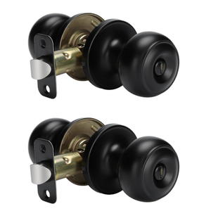 Goldenwarm Black Interior Door Knobs, Matte Black Keyless Privacy Door Knob, Black Bedroom Door Knobs, Black Door Knobs Interior Bulk, Indoor Bathroom Door Knob (Pack of 3, Matte Black)