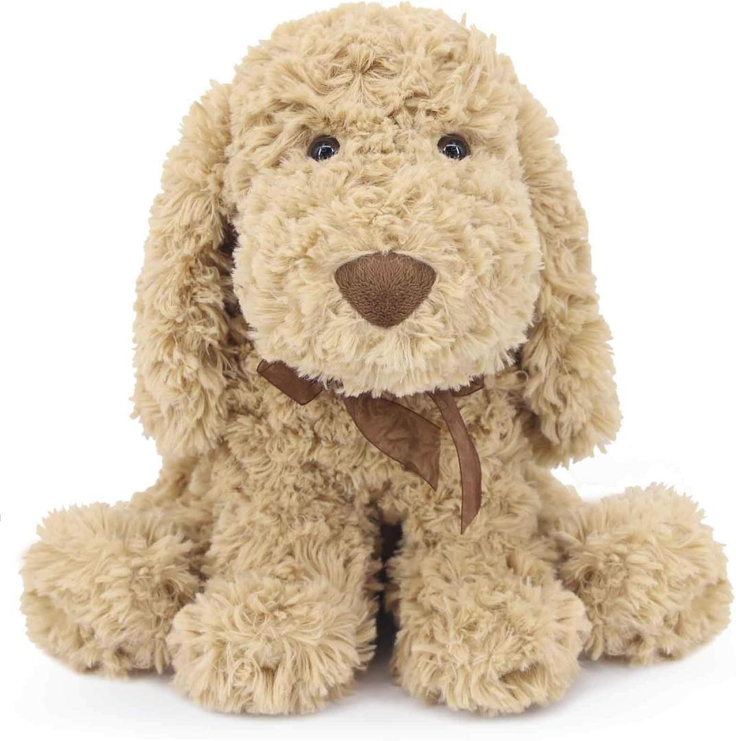Poodle Puppy Goldendoodle Stuffed Animal, Adorable Toy Dog Labradoodle Plush for Kids Boys Girls Birthday Easter Nursery Bedtime Gift, 11.8 Golden