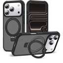 Compatible with iPhone 17 Pro Case with Invisible Magnetic O-Ring Stand Military-Grade Translucent Phone Case for iPhone 17 Pro 6.3" [Compatible with Mag-Safe][Great Grip Feeling], Black