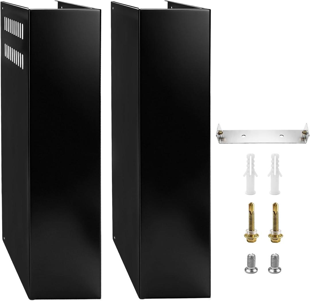 Range Hood Chimney Extension, Retractable Vent Duct Cover 31.5"-63", Wall Mount Kitchen Fan Exhaust Extension with Bracket (Black)