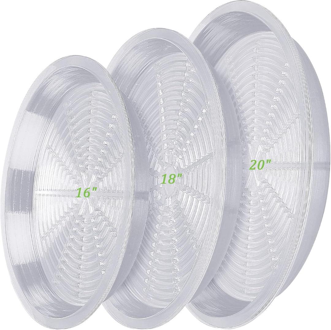 Shellwei 18 Pieces 16" 18" 20" Plant Saucers Clear Durable Plant Saucer Plastic Plants Saucers for Indoors Outdoors Clear Flower Pot Drip Trays Plants Garden Pot Saucer Trays