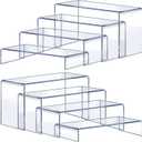 Acrylic Risers 8 Pcs  Clear Rectangular Display for Perfume Organizer, Figures, Jewelry, Dessert Table & Cupcake, 4 Sizes (7", 8", 9")