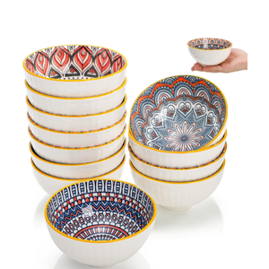 8 Pack Small Ceramic Bowls Set, 10Oz Colorful Dessert Bowl, 4.5Inch Ice Cream Bowls, Porcelain Boho Decorative Bowl for Snack Soup Condiments, Side Dishes, Kitchen, Microwave Safe (4 Styles)