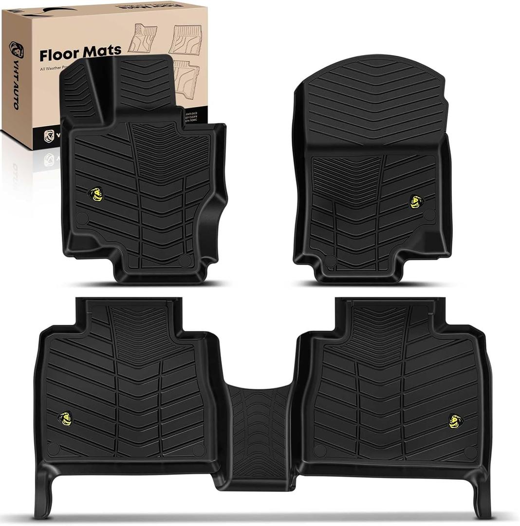 YHTAUTO Floor Mats Compatible with Mercedes-Benz GLE-Class-GLE350/GLE450 2020-2026, GLE580/GLE43 AMG/GLE63 AMG 2020-2024, All Weather TPE Car Mats, Custom Fit Black Full Set Floor Liner, Set of 3