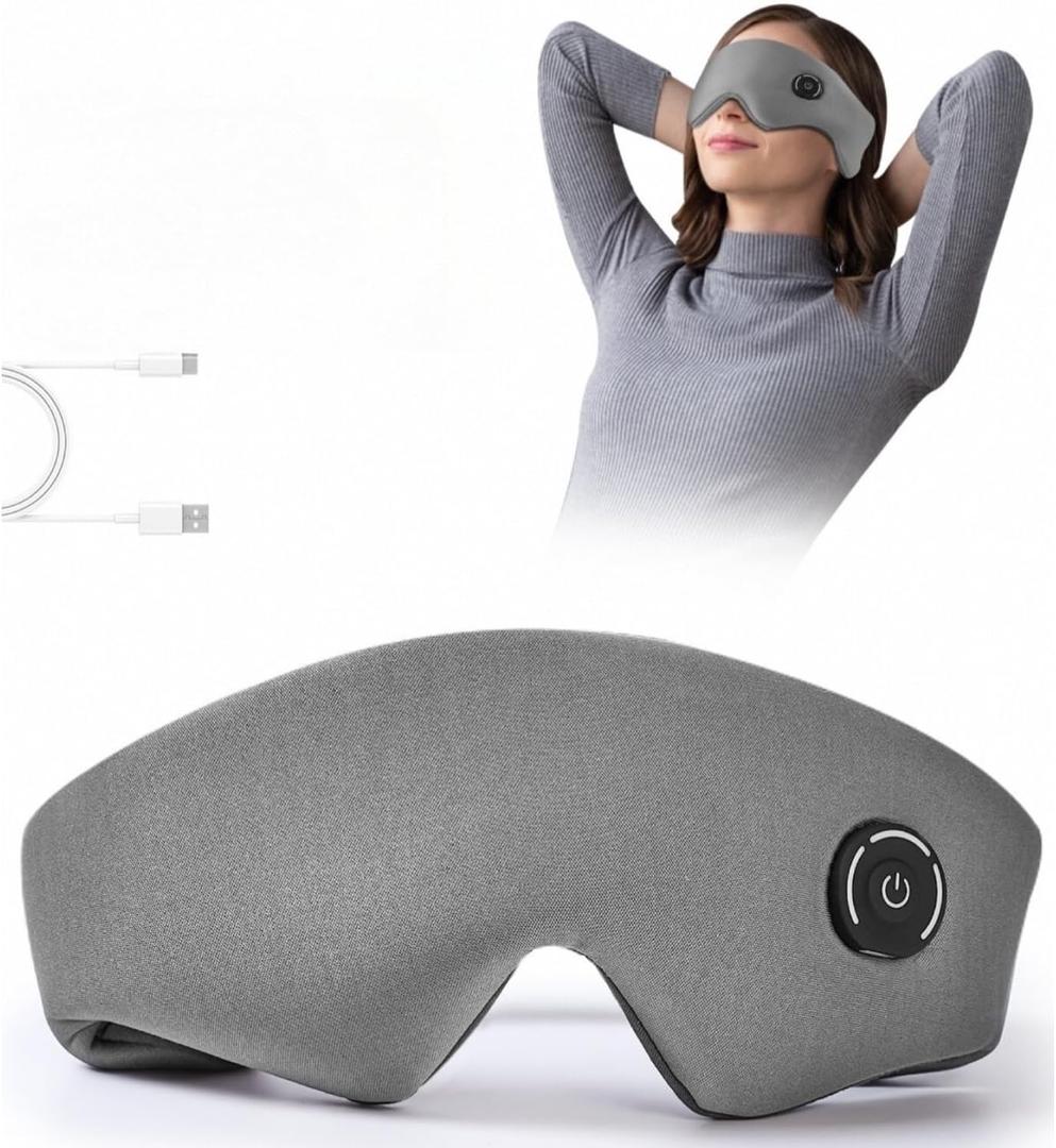 Heated Eye Mask for Dry Eyes, Electric Warm Eye Compress Heating pad for Strain Relief, Stye Relax, Improved Sleep, Washable USB Sleep Mask Gift for Men Women (Grey)