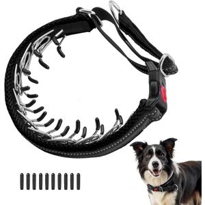 Martingale No Pull Dog Collar for Large Medium Small Dogs, Heavy Duty Nylon Adjustable Reflective Anti Pull Slip Collar with Buckle for Training Walking Hunting, M, Black