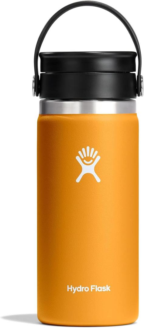 Hydro Flask Flex Sip Coffee Tumbler  Insulated Stainless Steel, Non Spill, Leak Proof Travel Coffee Cup 16 Oz Fossil Brown