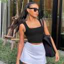 OLCHEE Womens Ribbed Crop Tank Tops Seamless Square Neck Sleeveless Cropped Shirts 2025 Summer Trendy Top - Black Small (Black, S)