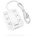 TESSAN WiFi Flat Plug Strip with 3 Smart Outlets and 3 USB Ports, 6 Feet Extension Cord