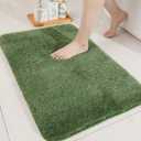 COSY HOMEER Bath Rugs for Bathroom Extra Thick- Anti-Slip Bath Mats Soft Plush Yarn Shaggy 100% Strong Mirco Polyeste Mat Living Room Bedroom Mat Floor Water Absorbent(Green,20x32 - Inches)