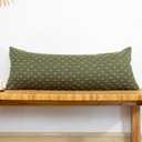 JoraLion Decorative 14x36 Lumbar Pillow Cover, Olive Green Cross Pattern Woven Textured Cushion Case Polyester Cozy Modern Farmhouse Vintage Pillowcase for Couch Sofa Bed Living Room, Pack of 2