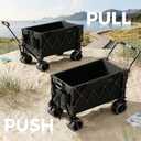 SUNNYFEEL 550LBS Collapsible Wagon Cart - Heavy Duty Push Pull Foldable Wagon with Dual Handles and Big Wheel,Utility Cart with Rear Tailgate for Camping, Fishing, Gardening, Shopping, Black