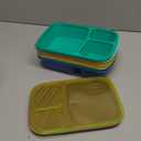 4 Pack Bento Lunch Box Set 3 Compartment Wheat Straw Meal Prep Food Storage Containers Plastic, Microwave and Dishwasher SafeJewel Brights