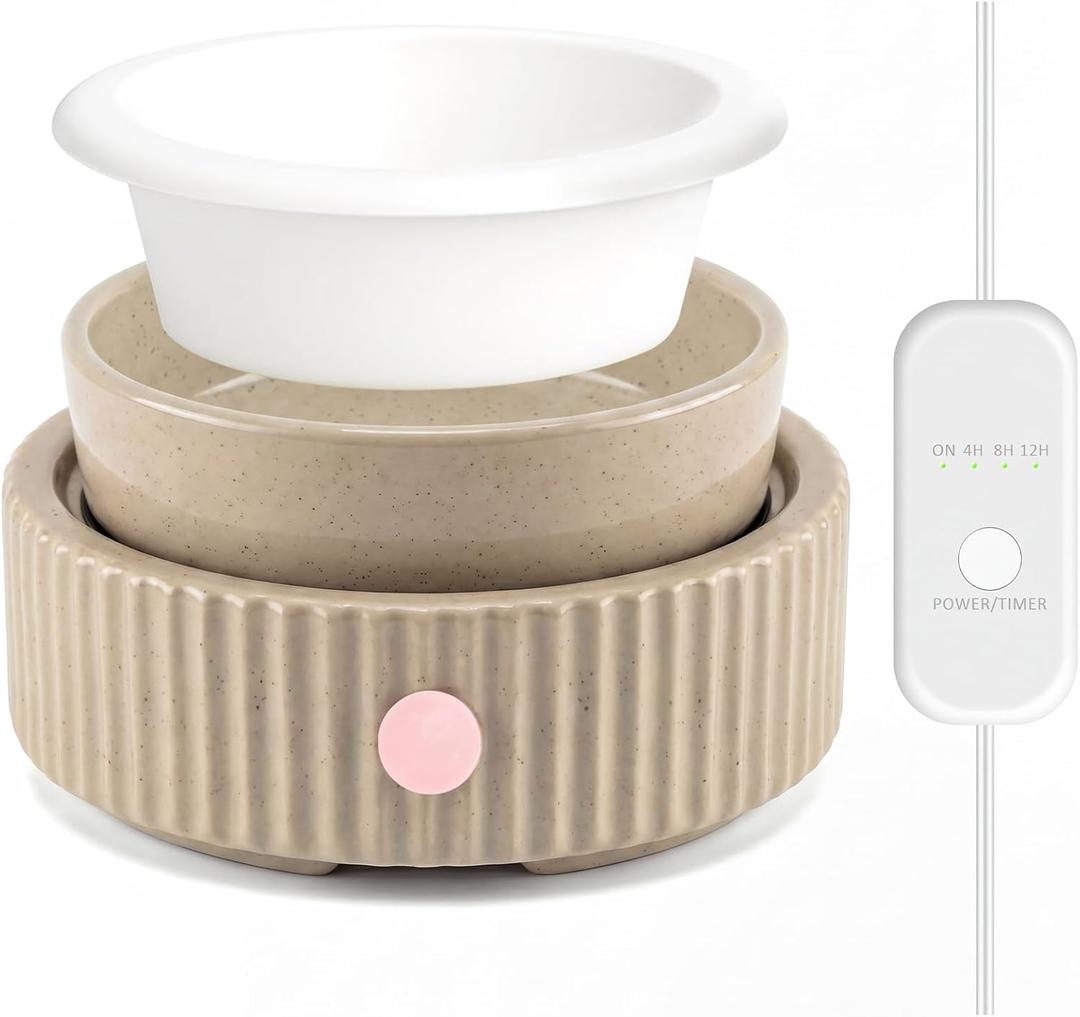 Wax Melt Warmer with Timer & Silicone Dish, Ceramic Fragrance 4-in-1 Oil Burner Electric Candle Wax Melter for Home Office Bedroom Fragrance, Home Décor and Gift Choice