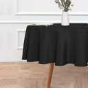 sancua Round Tablecloth - 60 Inch (Fits 20-48 Inch Tables), Water Resistant Spill Proof Washable Polyester Table Cloth Decorative Fabric Table Cover for Dining, Buffet Parties and Camping, Black