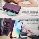 Wallet Case for Google Pixel 10a (2026), with 1 Long Shoulder Strap, 1 Short Wrist Strap, 9 Card Slots, 1 Cash Pocket, Wireless Charging, Magnetic Closure, Kickstand (Purple)
