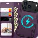 OCASE for iPhone 17 Pro Detachable Wallet Case with Card Holder, 2 in 1 PU Leather Flip Folio with RFID Blocking Stand Wrist Strap Shockproof Phone Cover 6.3 Inch 2025, Dark Purple