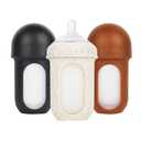 Boon Nursh Reusable Silicone Pouch Baby Bottles - Medium Flow Nipple - Silicone Baby Bottle Pouch and Nipple - Baby Feeding Essentials - Speckle - 3-6 Months - 3 Count - 8 Ounce