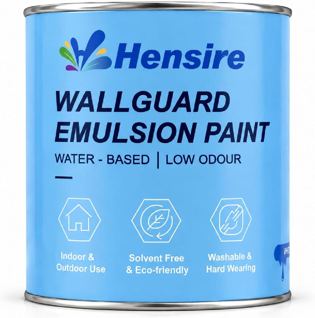Hensire White Exterior Wall Paint for Concrete & Masonry, 170oz | Water-Based Low Odor Matte Finish Waterproof Paint for Brick, Cement, Stone & Stucco Walls Outdoor, Fast Drying