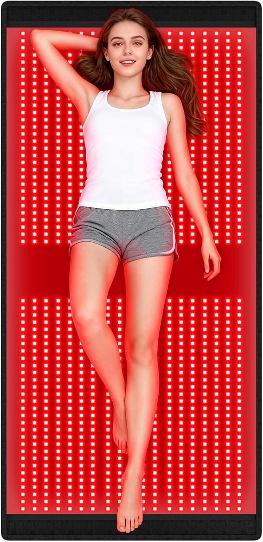 Red-Light Therapy Mat for Full Body: 67''X33'' Infrared Blanket - 660nm & 850nm Dual Wavelength with 1140pcs LEDs Pad Wrap Back Hip Knee Legs for Women for Home Use