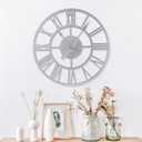 Metal Wall Clock Roman Numerals Battery Operated Decor Clock Silent Non-Ticking Modern Round Wall Clocks for Home, Hotel, Office, Bedroom (Silver, 10inch)