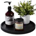 Silicone Bathroom Tray Round Kitchen Counter Organizer Decorative Vanity Accessories Coffee Table Decor for Perfume, Candle, Soap Dish, 12 Inch, Black