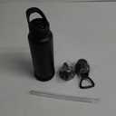 40oz Insulated Water Bottle with Straw, Stainless Steel Metal Vacuum Water Flask, Large Thermal Water bottle with Leakproof 3 Lids for Travel, Camping, Gym Sports Black