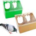 2 Pcs Pigeon Plastic Feeder, Dove Bird Food Feeding Hanging Box for Poultry Pigeon Parrot Budgie Parakeet Cage (Two Holes)