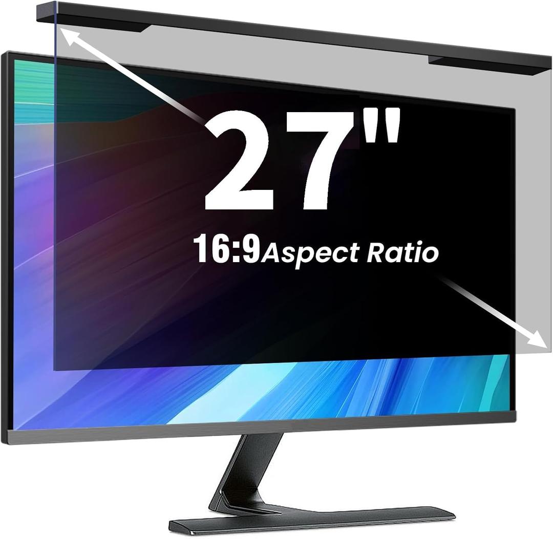 Hanging 27 Inch Computer Privacy Screen Filter, Hanging Computer Screen Privacy Cover, Compatible with, 27 Inch 16:9 Widescreen Monitors, Protect Eyes from Glare and Blue Light