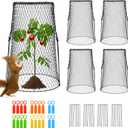 5 Pcs 17.7" Tall Garden Cloches for Plants, 5.9" Long Legs Ground Stakes Plant Cages Stackable Storage, Rustproof Plants Chicken Wire Cloche Plant Protectors from Animals for Squirrels, Rabbits, Deers