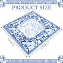 Chinoiserie Mahjong Mat with 1 Carrying Bag 31.5" x 31.5" Blue and White Rubber Anti Slip and Noise Reduction Multi Purpose Game Table Cover for Card, Board Tile Games